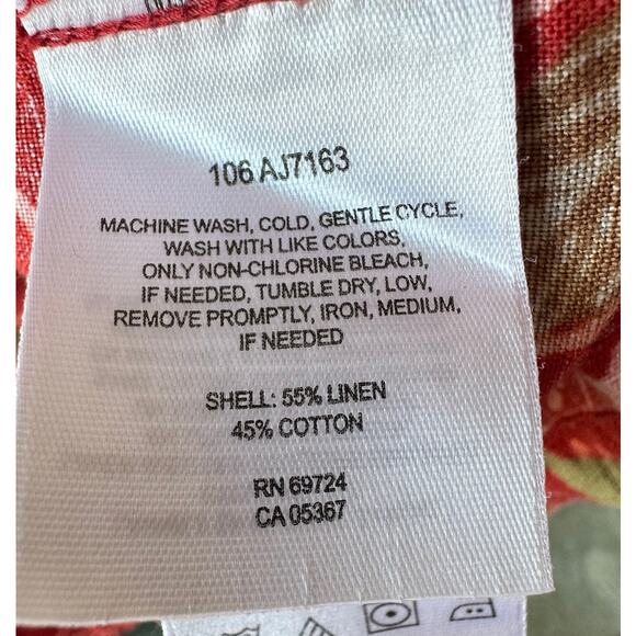 Columbia Men’s 2XT Linen Cotton Hawaiian Shirt Red Floral Aloha Button Front EUC - Picture 7 of 8